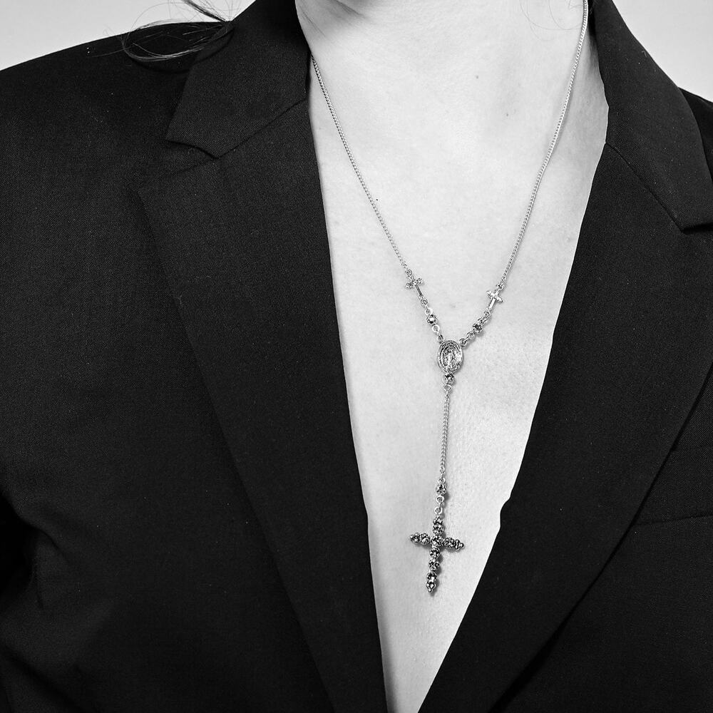 VIRGINS SAINTS & ANGELS VSA Maddie Rosary Necklace in Silver & White Opal - Picture 2 of 10